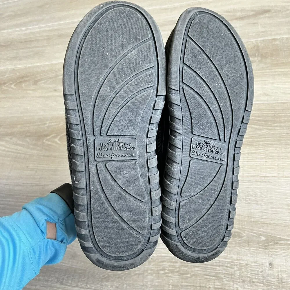 DF By Dearfoams Moccasin Slippers Gray Mens Sz S (7/8) Loafer